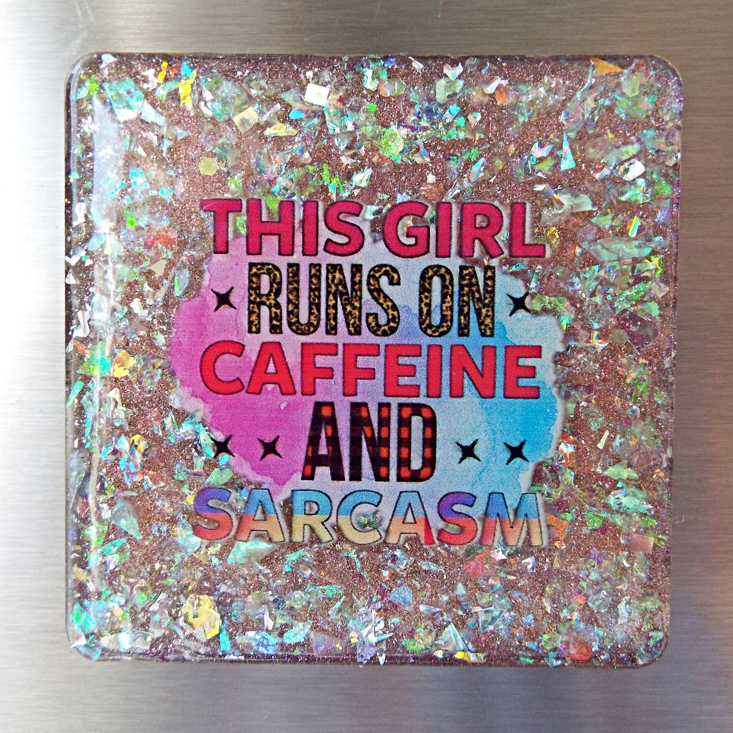 Funny Handmade Fridge Magnet in Resin and Glitter