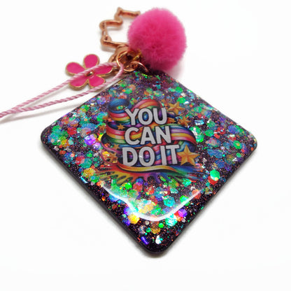 You Can Do It Bag Charm in Rainbow Colours, Perfect Teen Gift