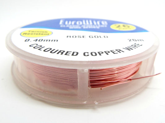 ROSE GOLD Coloured Copper Wire in 4 Sizes, 0.4mm, 0.6mm, 0.8mm, 1mm.  Suitable for Crafts & Jewellery