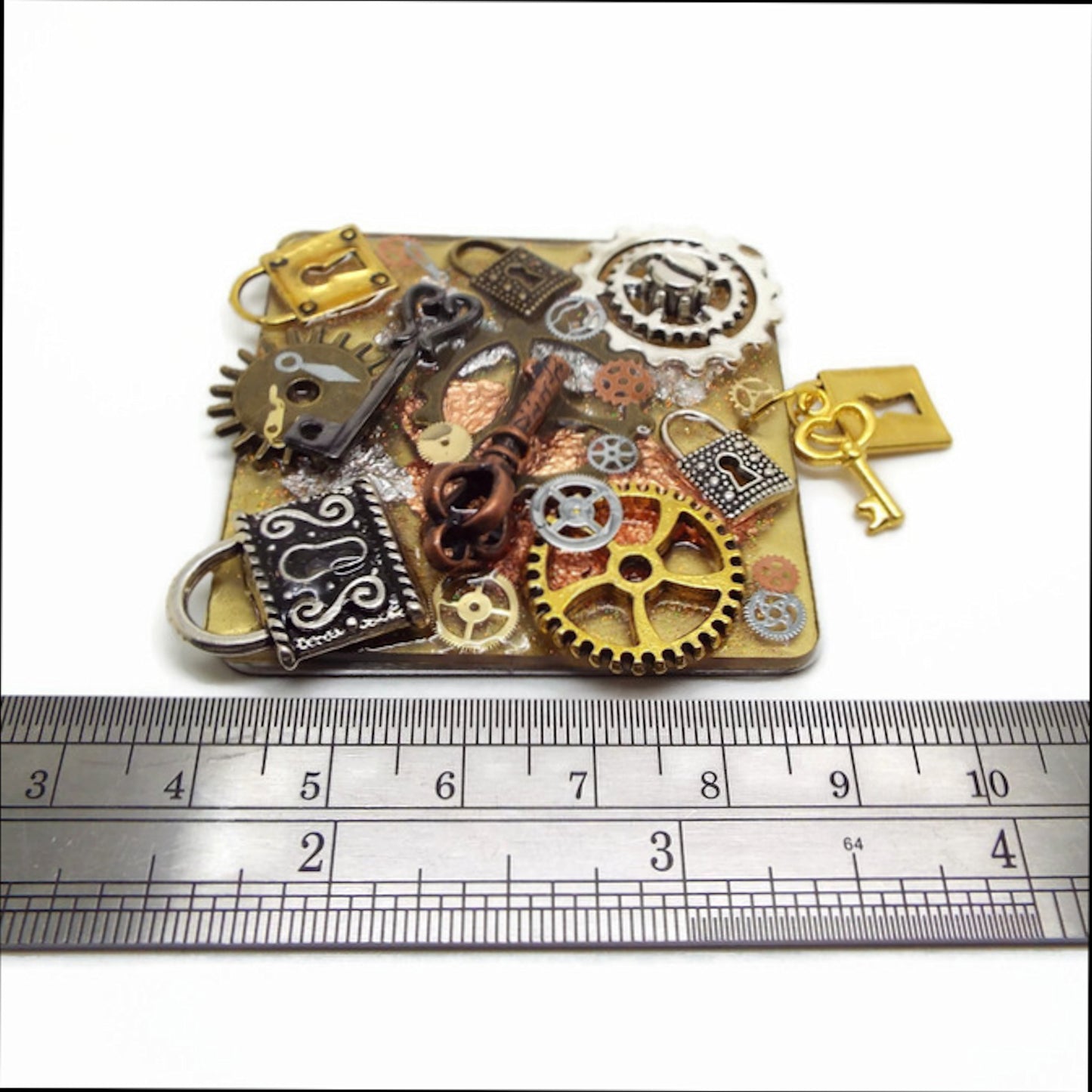 Handmade Steampunk Fridge Magnet, One of a Kind Decoration