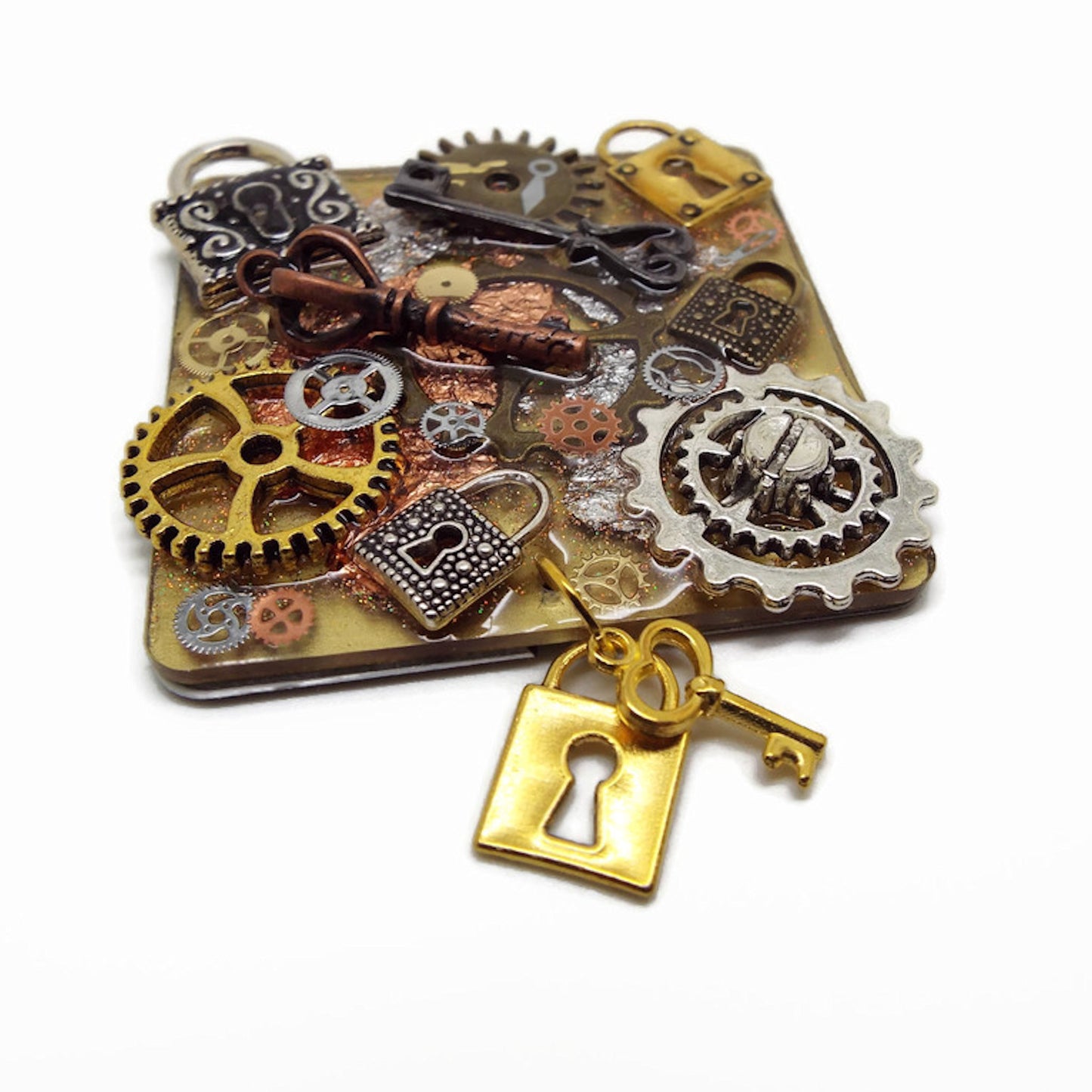 Handmade Steampunk Fridge Magnet, One of a Kind Decoration