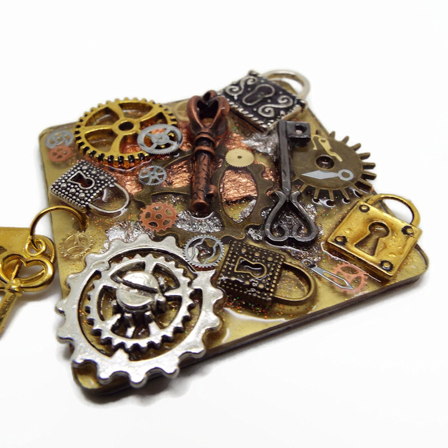 Handmade Steampunk Fridge Magnet, One of a Kind Decoration