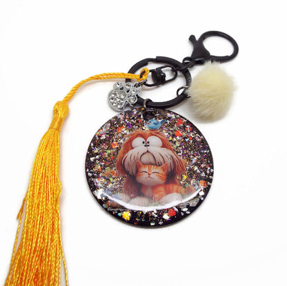 Dog and Kitten Bag Charm or Keyring, Handmade with Resin
