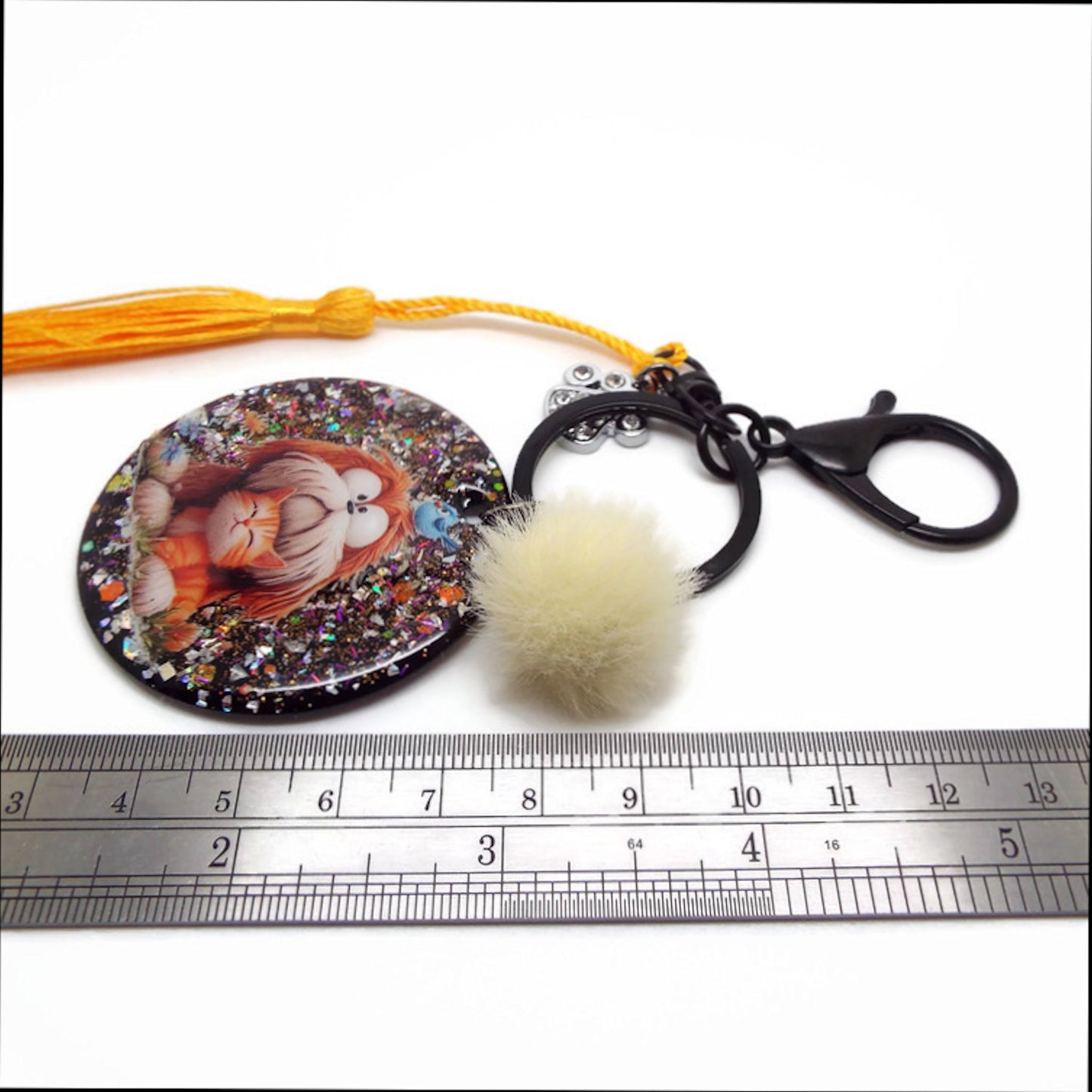 Dog and Kitten Bag Charm or Keyring, Handmade with Resin