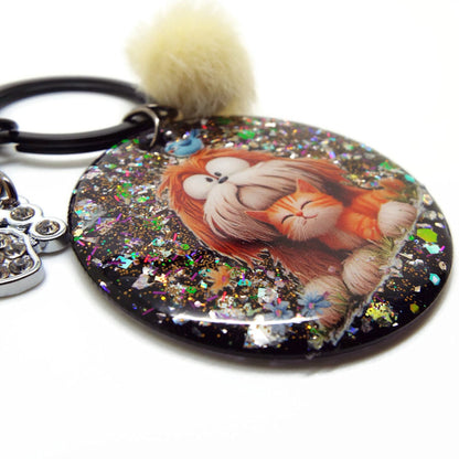 Dog and Kitten Bag Charm or Keyring, Handmade with Resin