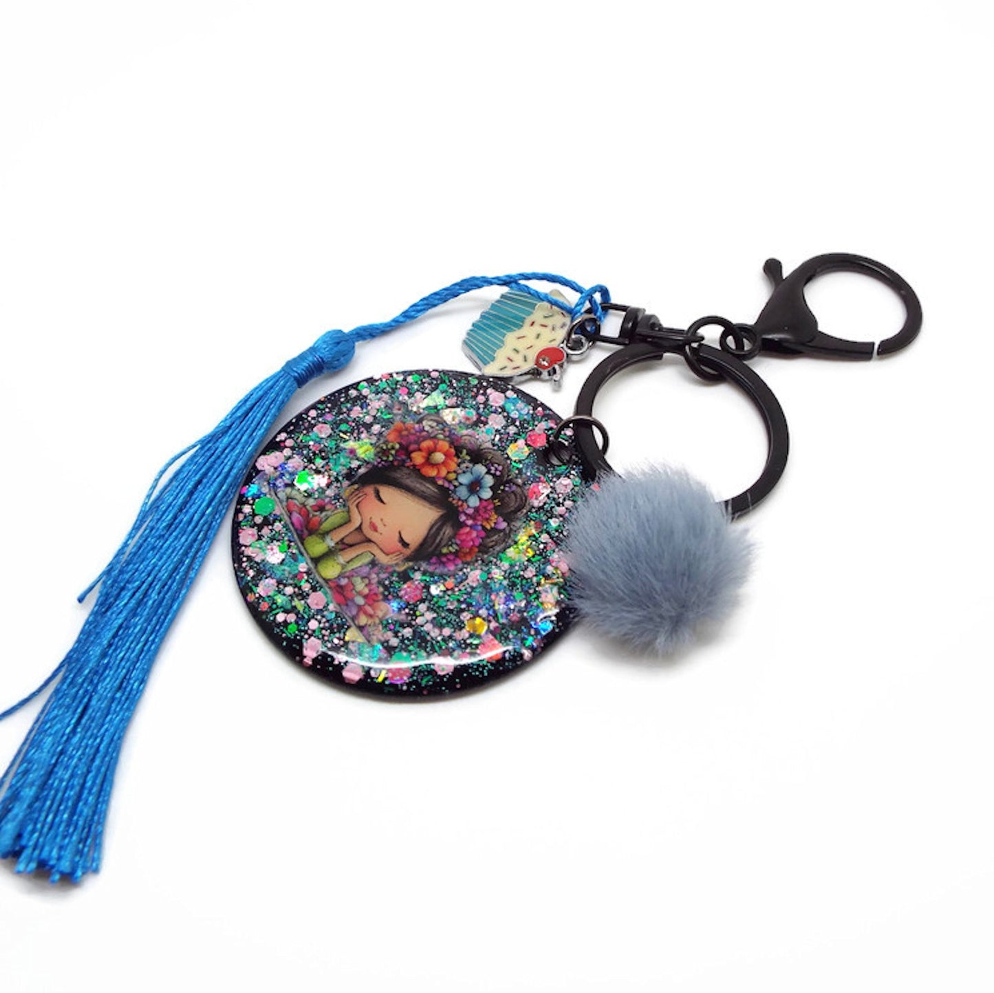 Handmade Bag Charm or Keyring with Flower Fairy Design