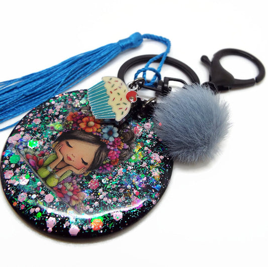 Handmade Bag Charm or Keyring with Flower Fairy Design
