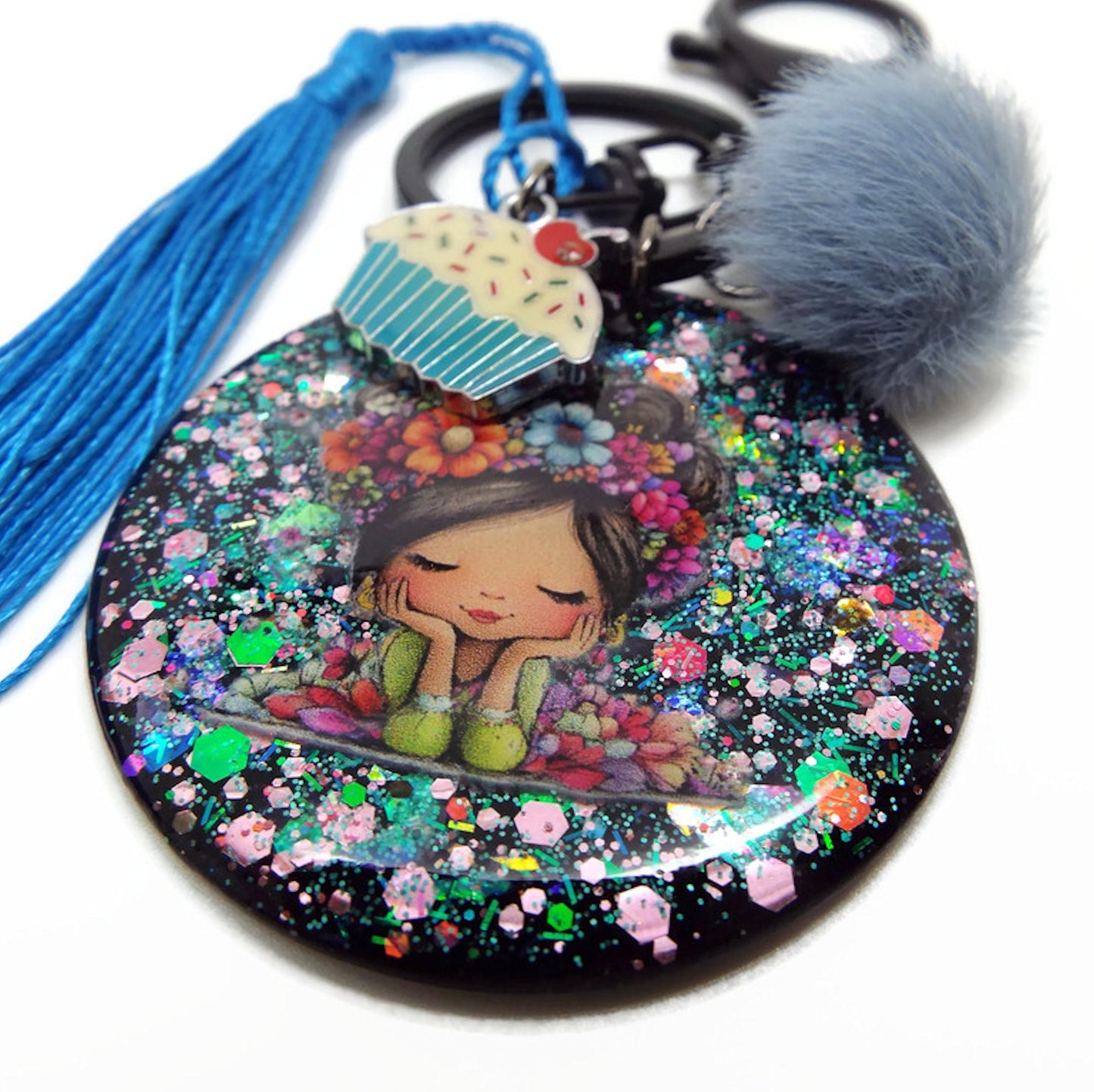Handmade Bag Charm or Keyring with Flower Fairy Design