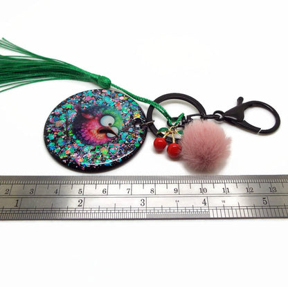 Fluffy Bird Keychain or Bag Charm, Handmade with Resin