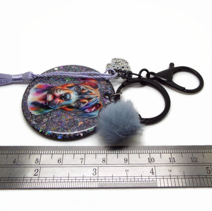 Rainbow Dog Keyring or Bag Charm, Handmade One of a Kind