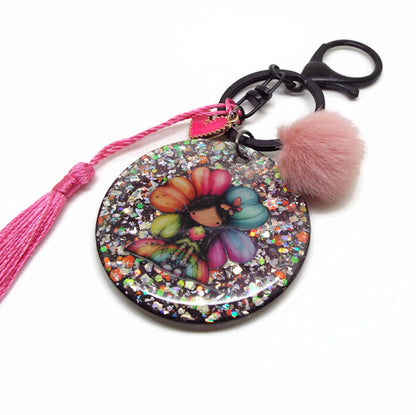 Rainbow Flower Fairy Keychain or Bag Charm