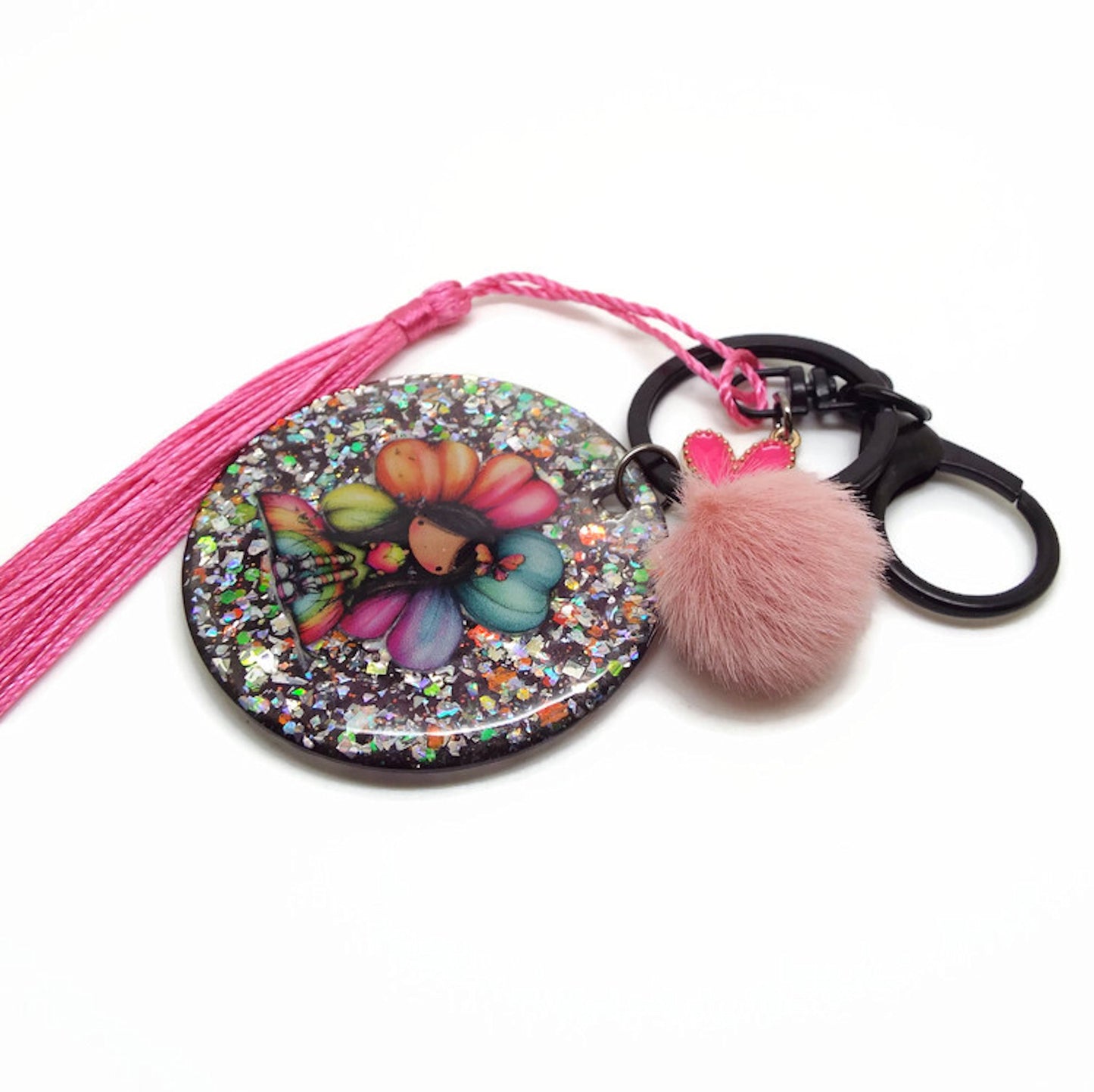 Rainbow Flower Fairy Keychain or Bag Charm