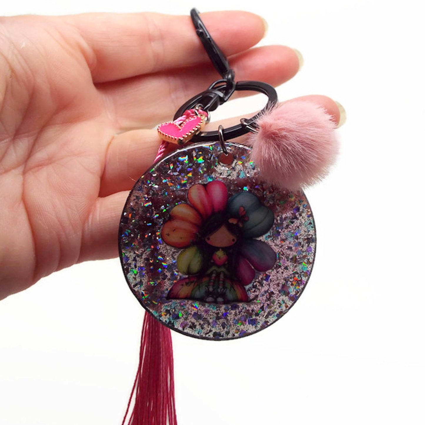 Rainbow Flower Fairy Keychain or Bag Charm