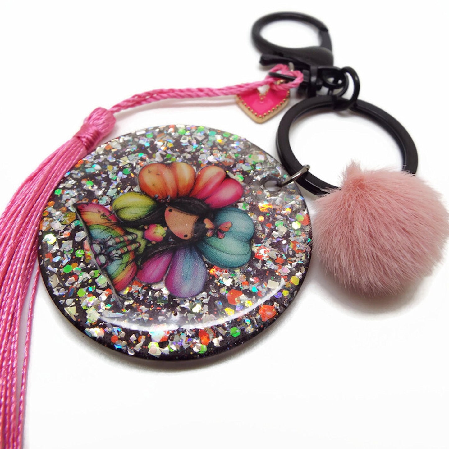 Rainbow Flower Fairy Keychain or Bag Charm