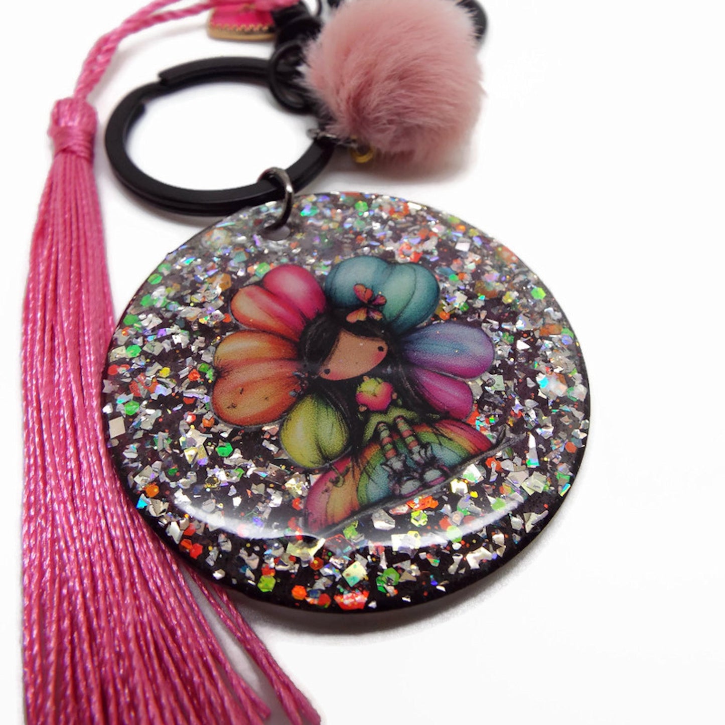 Rainbow Flower Fairy Keychain or Bag Charm