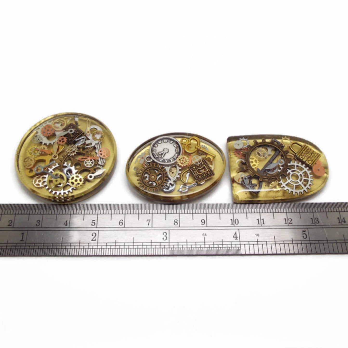 Handcrafted Resin Steampunk Pendants, Pack of 3
