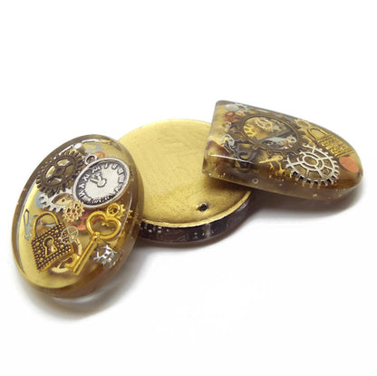 Handcrafted Resin Steampunk Pendants, Pack of 3
