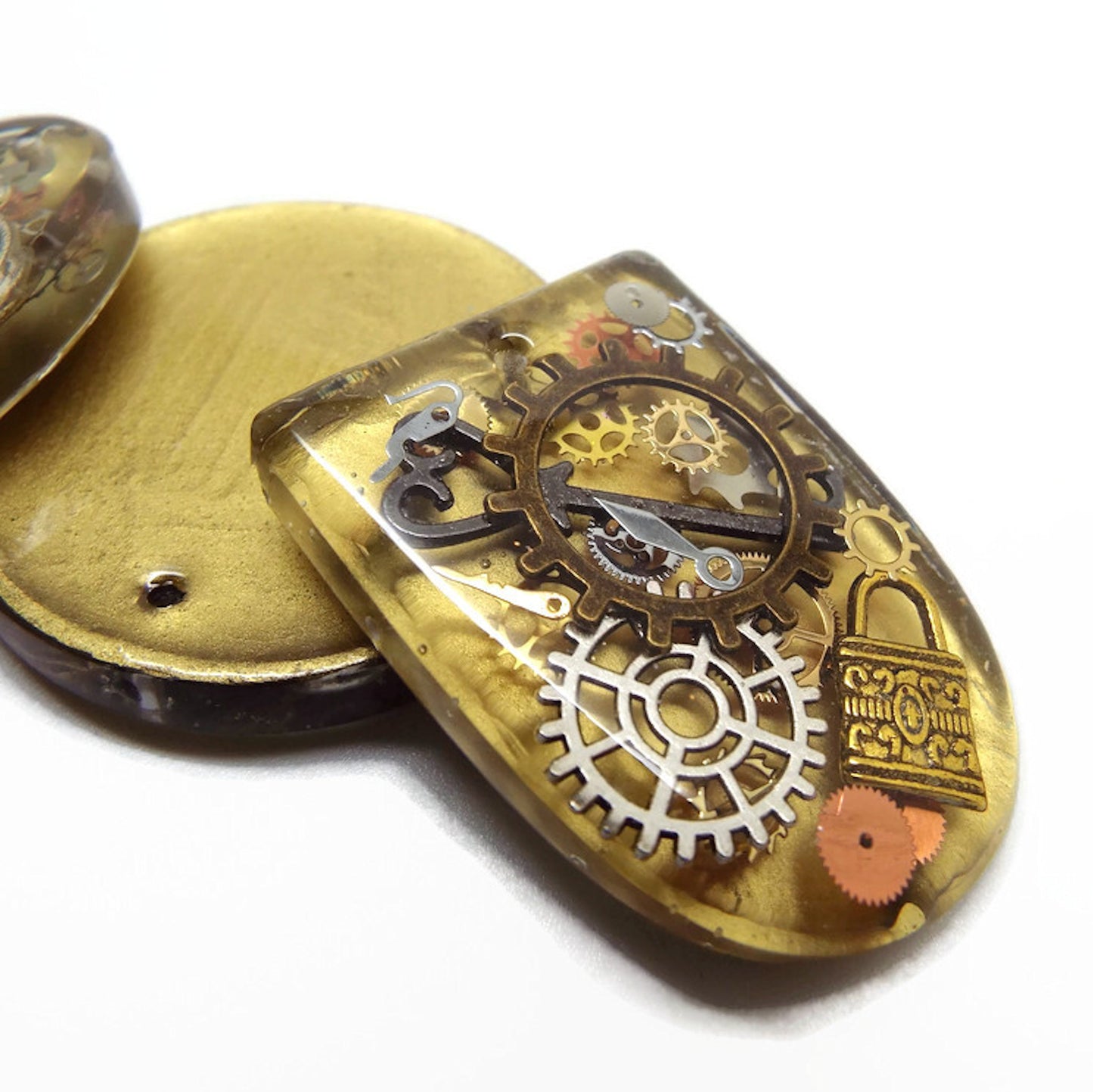 Handcrafted Resin Steampunk Pendants, Pack of 3