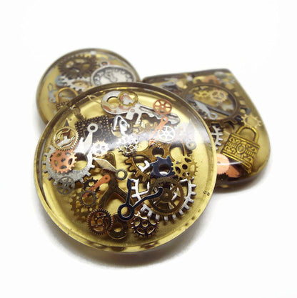 Handcrafted Resin Steampunk Pendants, Pack of 3