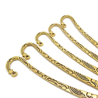 5 ANTIQUE GOLD BOOKMARKS with a Sun and Stars Design, Blanks for Beads Tassels & Charms, 124mm Bookworm Gift
