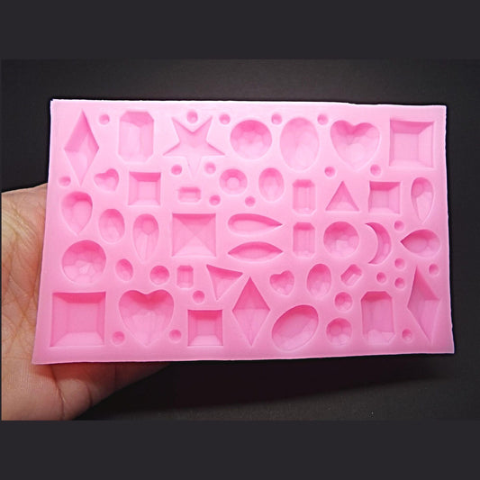 Mini Gems Mould in Pink or Clear, 113x71x7mm, 40 Moulds in 1, Craft Supplies