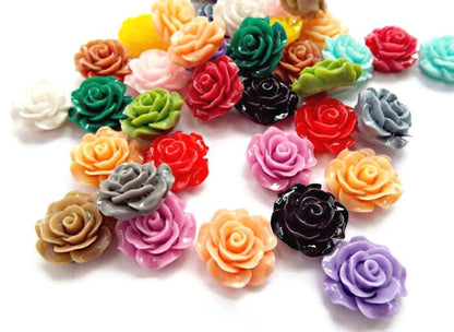 20mm Rose Cabochons, Pack of 30 in Mixed Colours