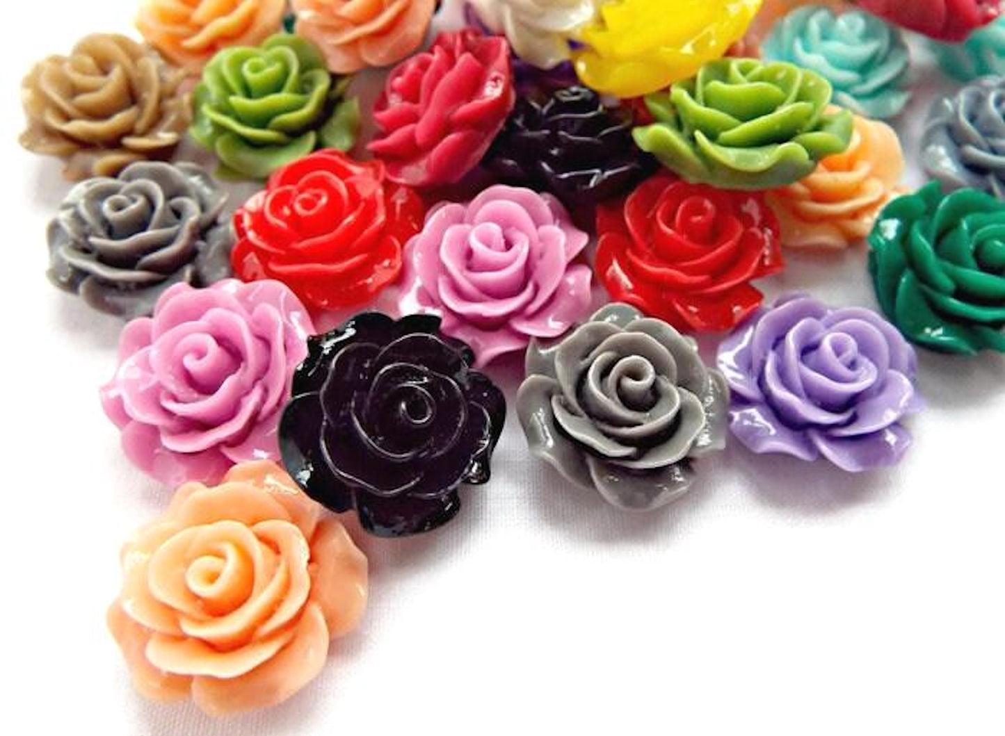 20mm Rose Cabochons, Pack of 30 in Mixed Colours