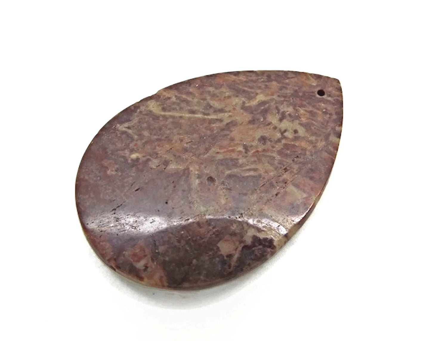 Sesame Jasper Pendant 52 x 37mm, Brown & Cream Focal Jewellery Stone, 1mm Hole