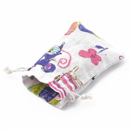 5 Fabric Bags with Animal Design, Pouches for Jewellery Presentation 14x10cm