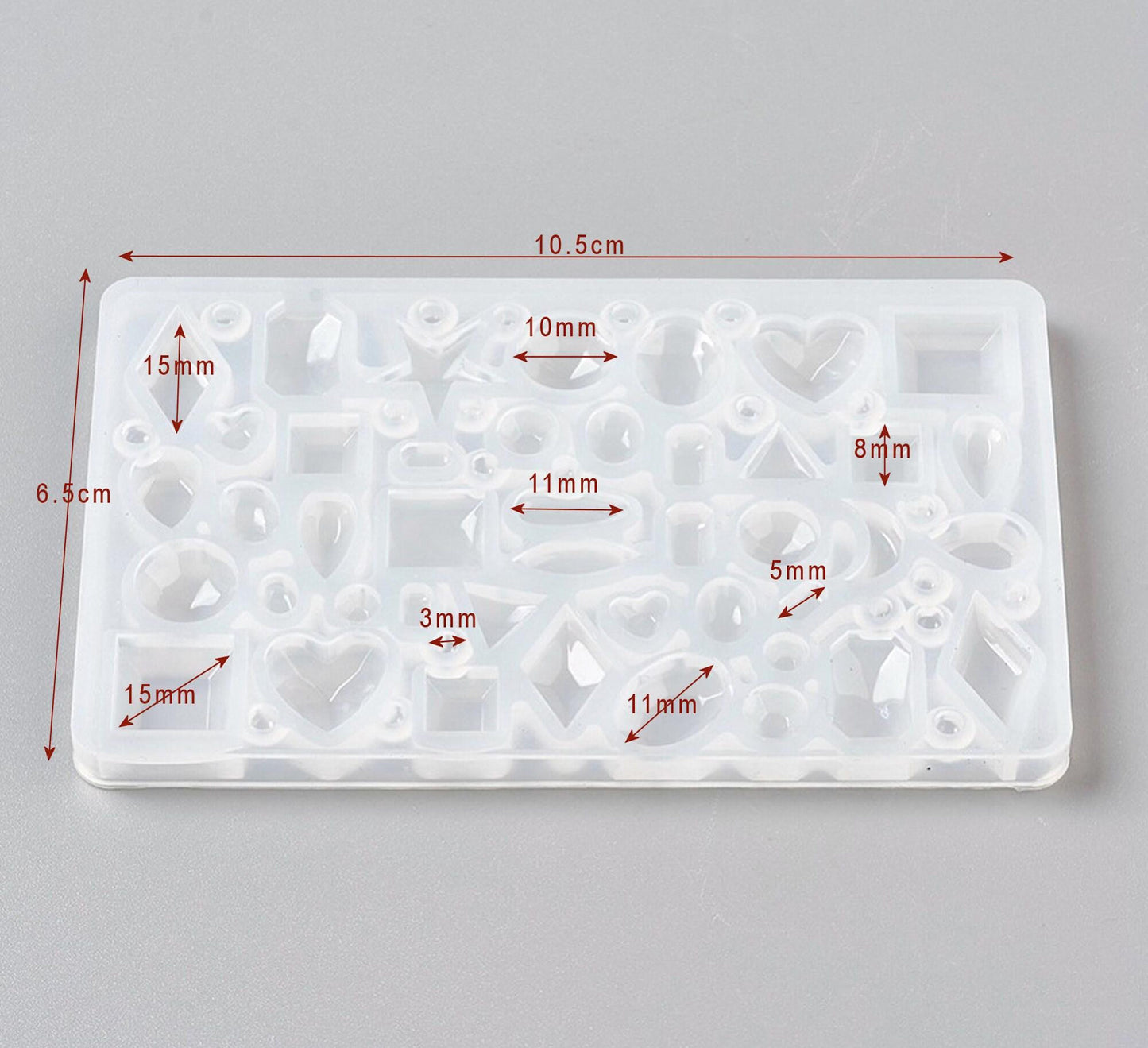 Mini Gems Mould in Pink or Clear, 113x71x7mm, 40 Moulds in 1, Craft Supplies