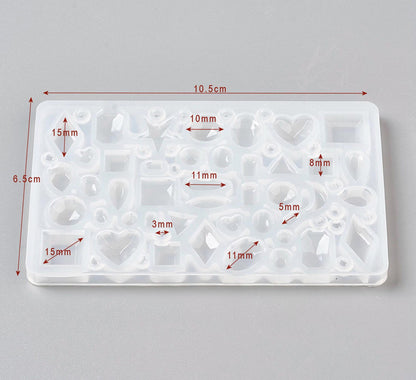 Mini Gems Mould in Pink or Clear, 113x71x7mm, 40 Moulds in 1, Craft Supplies