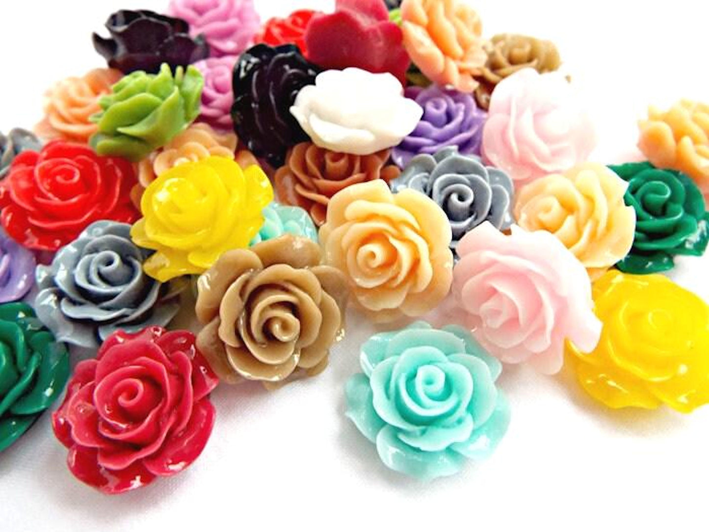 20mm Rose Cabochons, Pack of 30 in Mixed Colours
