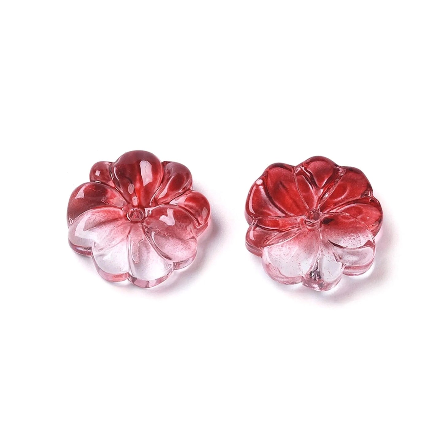 Glass Flower Beads in Mixed Colours 15 x 4mm, Flatback Centre Drilled