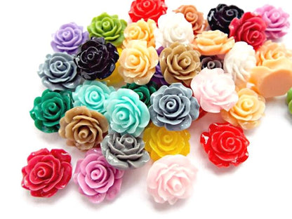 20mm Rose Cabochons, Pack of 30 in Mixed Colours