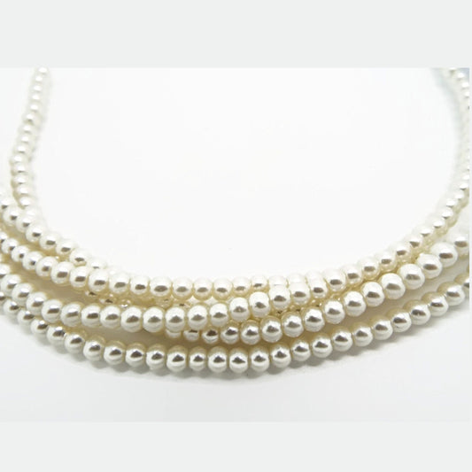 4MM CREAM GLASS PEARLS Pack of 100 Jewellery Making Beads, Wedding Accessory Embellishments