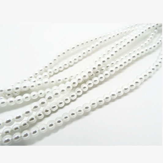 100x 4mm Round White Glass Pearl Beads suitable for Wedding Accessories, Beaded Jewellery & Hair Comb Decoration