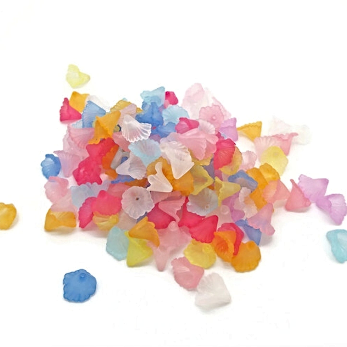 Frosted Style Acrylic Flower Beads in Mixed Colours, Pack of 100, 12x12x9mm