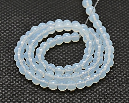 ROUND OPALITE BEADS 4mm, 6mm, 8mm or 10mm Transparent White Stone