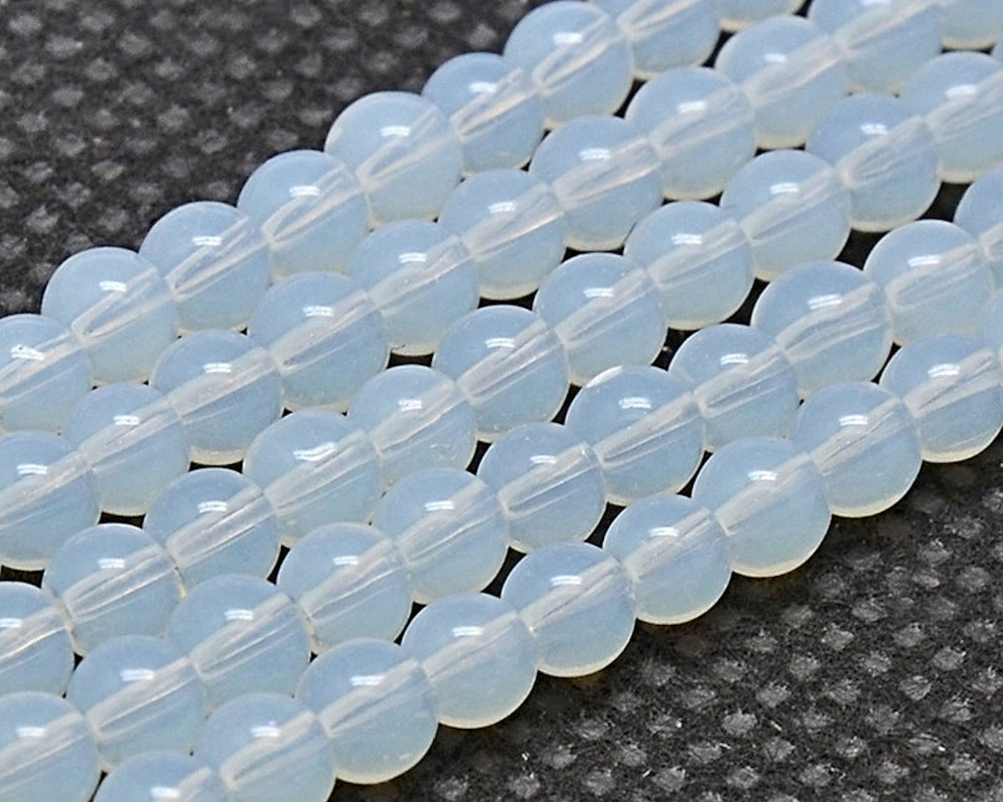 ROUND OPALITE BEADS 4mm, 6mm, 8mm or 10mm Transparent White Stone