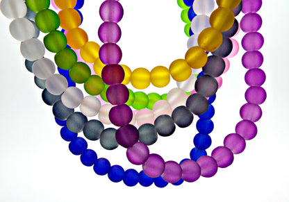 FROSTED GLASS BEADS, 6mm Transparent Jewellery Beads, 135 Bead Strand