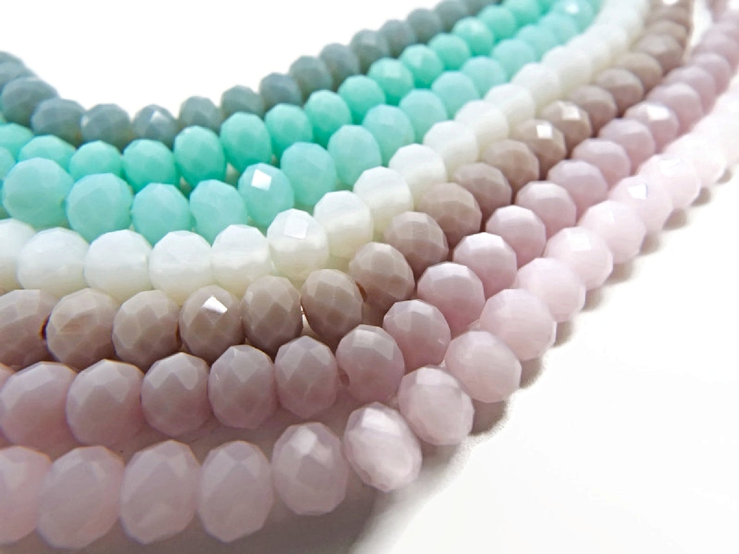 FAUX JADE Faceted Rondelles, 6x4mm Glass Jewellery Beads in 7 Colours