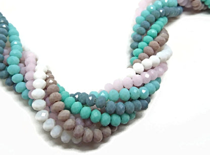 FAUX JADE Faceted Rondelles, 6x4mm Glass Jewellery Beads in 7 Colours