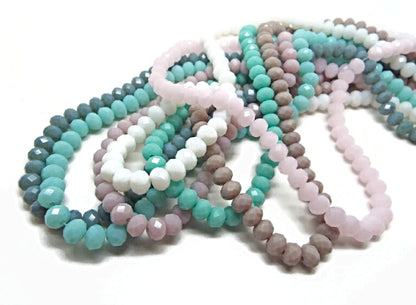 FAUX JADE Faceted Rondelles, 6x4mm Glass Jewellery Beads in 7 Colours