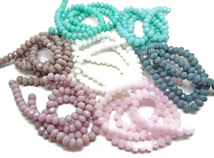 FAUX JADE Faceted Rondelles, 6x4mm Glass Jewellery Beads in 7 Colours