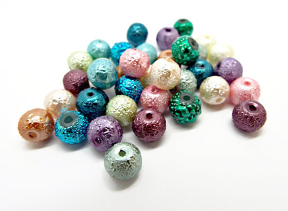 50 TEXTURED BEADS in 11 Colours. 8mm with a Pearlised Coating