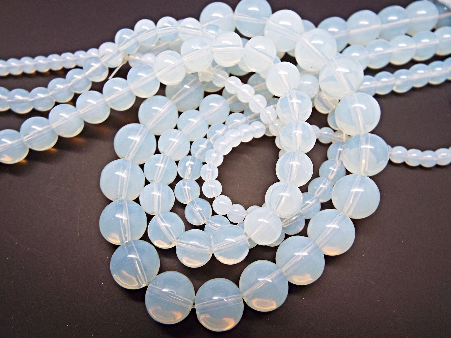 ROUND OPALITE BEADS 4mm, 6mm, 8mm or 10mm Transparent White Stone