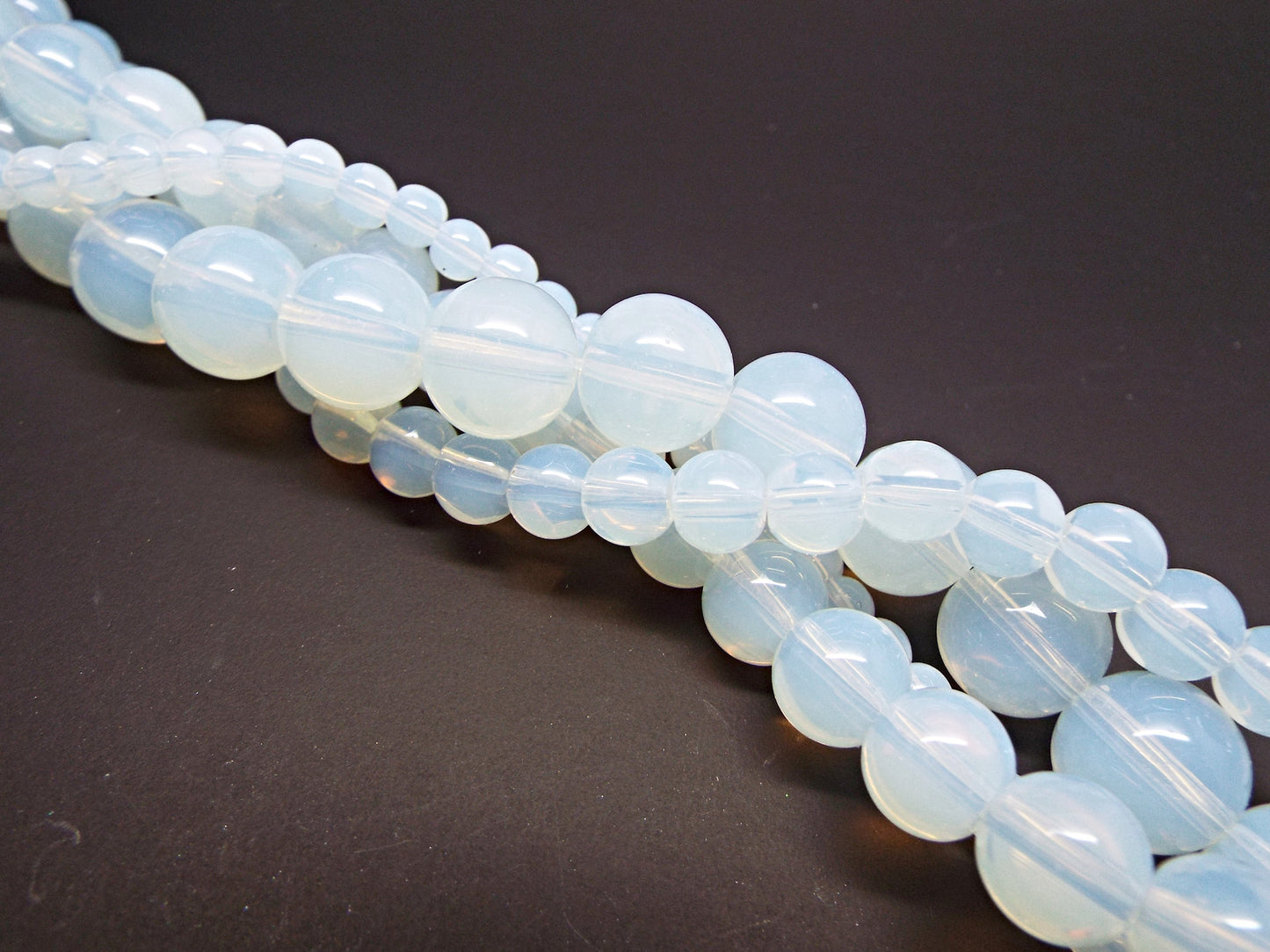 ROUND OPALITE BEADS 4mm, 6mm, 8mm or 10mm Transparent White Stone