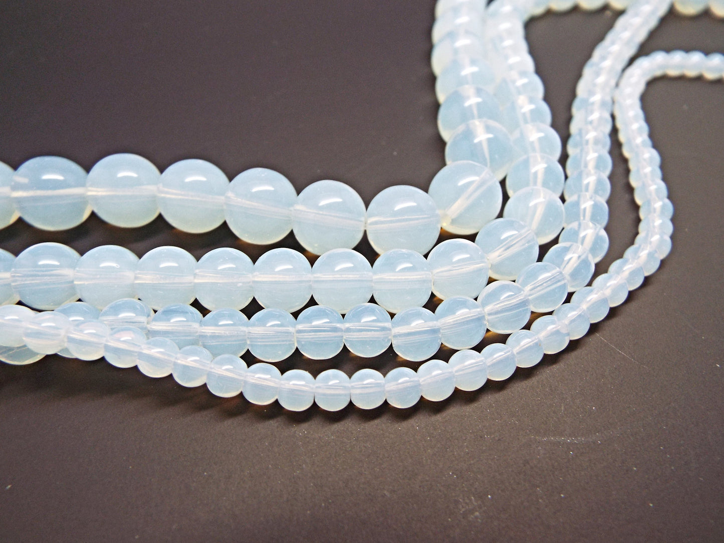 ROUND OPALITE BEADS 4mm, 6mm, 8mm or 10mm Transparent White Stone