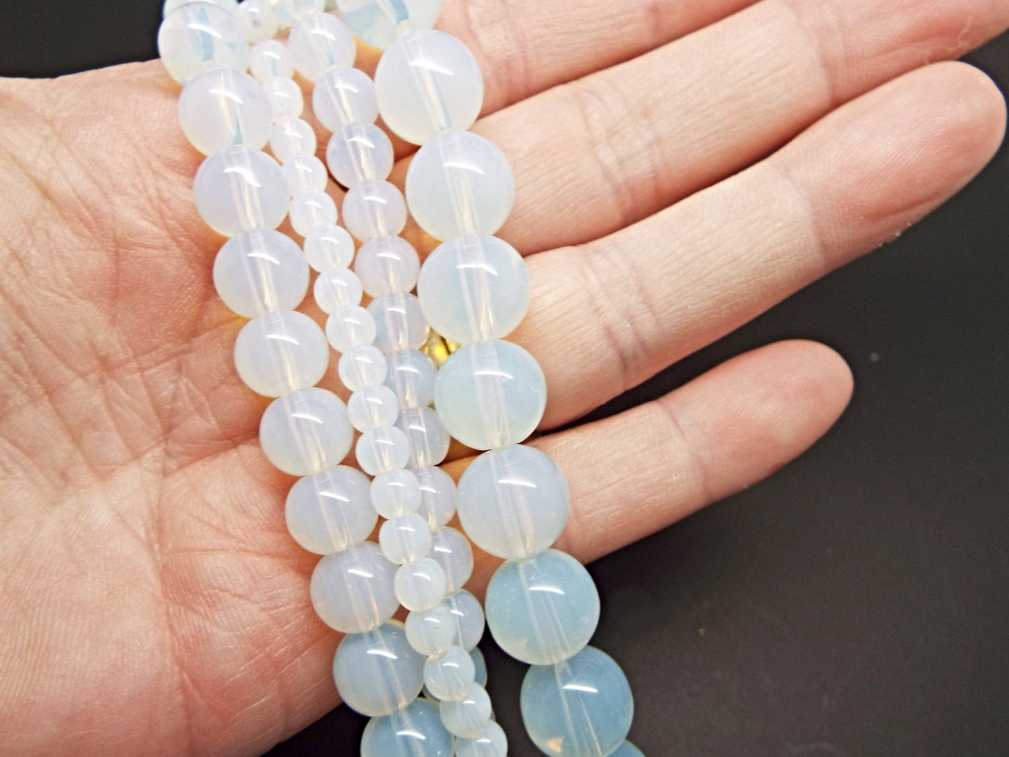 ROUND OPALITE BEADS 4mm, 6mm, 8mm or 10mm Transparent White Stone