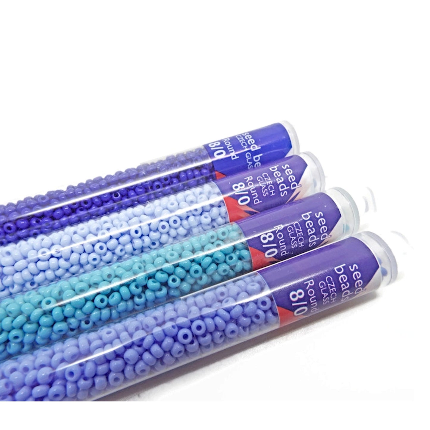 BLUE MIX Czech Glass Seed Beads Size 8/0, Pack of 4x 22g Tubes, 3300 3mm Glass Beads With 1mm Hole